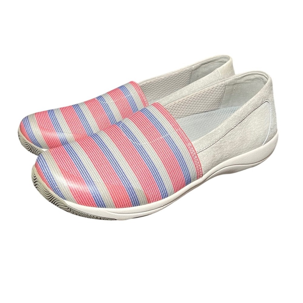 Dansko Womens Size EUR 38 Harriet Striped Slip On Shoes Grey Pink Comfort Flats